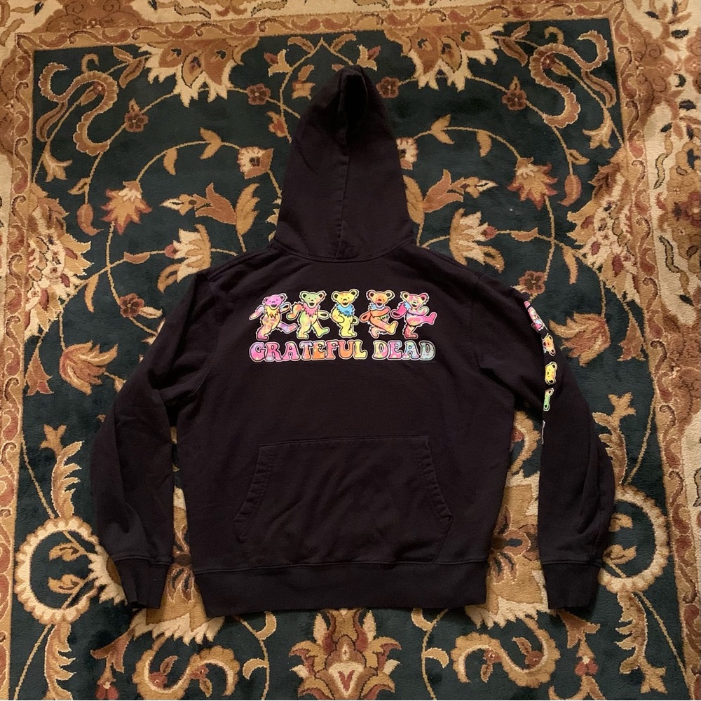 🐻🌈GRATEFUL DEAD BLACK JACK DANCING BEARS GRAPHIC BLACK LONG SLEEVE HOODIE🌈🐻